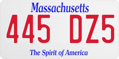 MA license plate 445DZ5