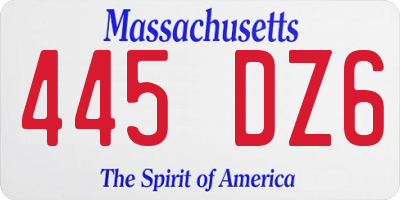 MA license plate 445DZ6
