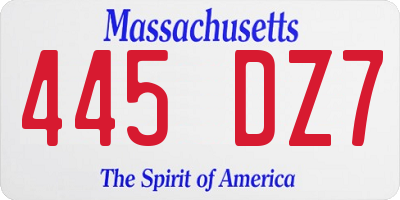 MA license plate 445DZ7