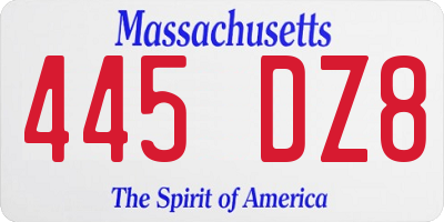 MA license plate 445DZ8