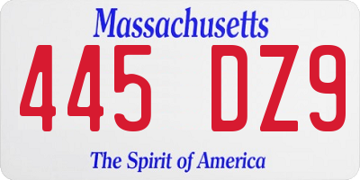 MA license plate 445DZ9