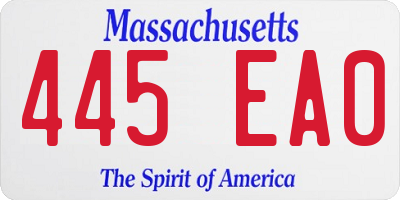 MA license plate 445EA0