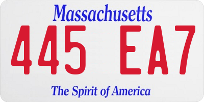 MA license plate 445EA7