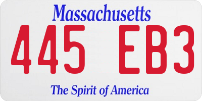MA license plate 445EB3