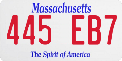 MA license plate 445EB7