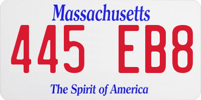 MA license plate 445EB8