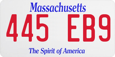 MA license plate 445EB9