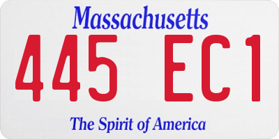 MA license plate 445EC1