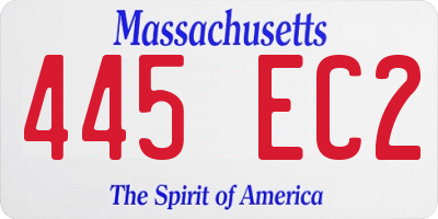 MA license plate 445EC2