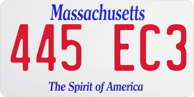 MA license plate 445EC3
