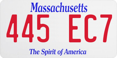 MA license plate 445EC7