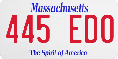 MA license plate 445ED0