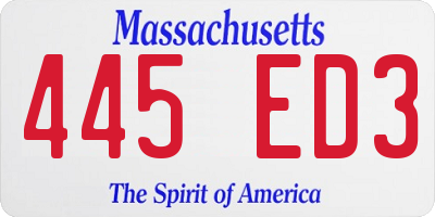 MA license plate 445ED3