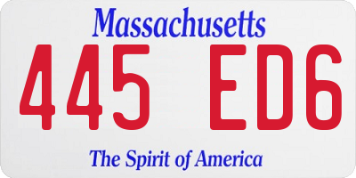 MA license plate 445ED6