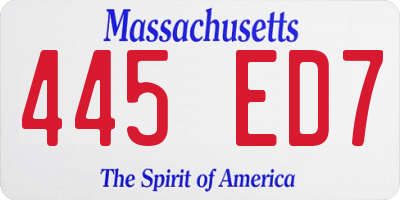 MA license plate 445ED7