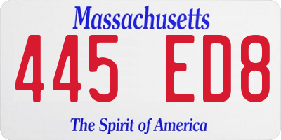 MA license plate 445ED8