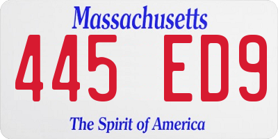 MA license plate 445ED9