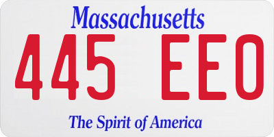 MA license plate 445EE0