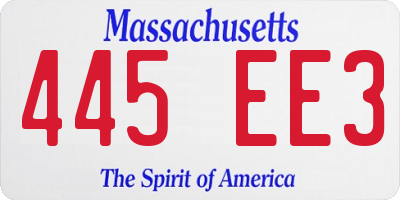 MA license plate 445EE3
