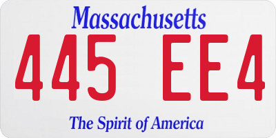 MA license plate 445EE4