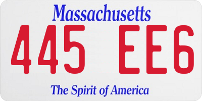 MA license plate 445EE6
