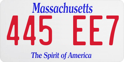 MA license plate 445EE7