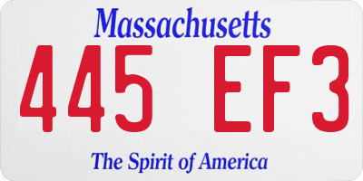 MA license plate 445EF3