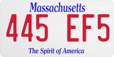 MA license plate 445EF5