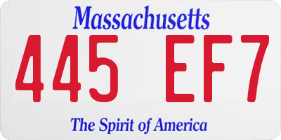 MA license plate 445EF7
