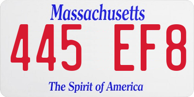 MA license plate 445EF8