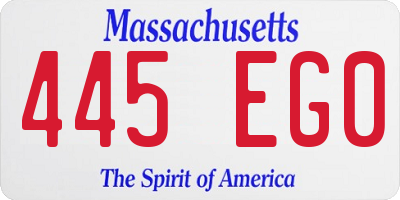 MA license plate 445EG0