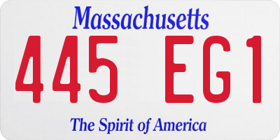 MA license plate 445EG1
