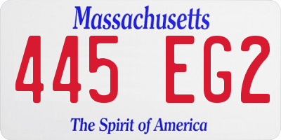 MA license plate 445EG2