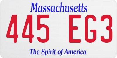 MA license plate 445EG3