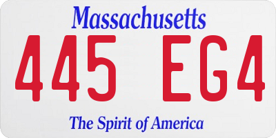 MA license plate 445EG4