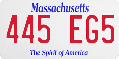 MA license plate 445EG5