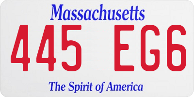 MA license plate 445EG6