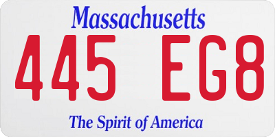 MA license plate 445EG8