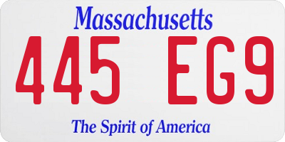 MA license plate 445EG9