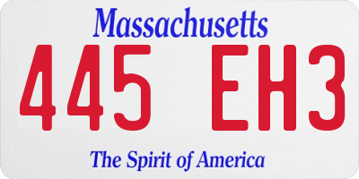 MA license plate 445EH3