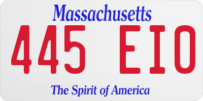MA license plate 445EI0