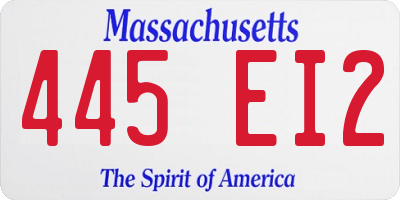 MA license plate 445EI2