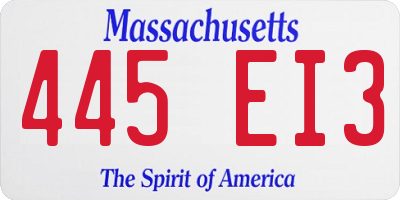 MA license plate 445EI3