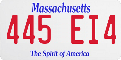 MA license plate 445EI4