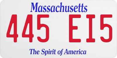 MA license plate 445EI5