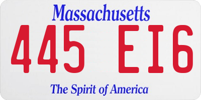 MA license plate 445EI6
