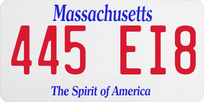 MA license plate 445EI8