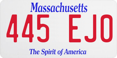 MA license plate 445EJ0