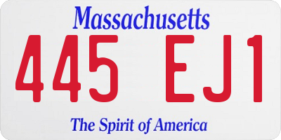 MA license plate 445EJ1