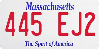 MA license plate 445EJ2